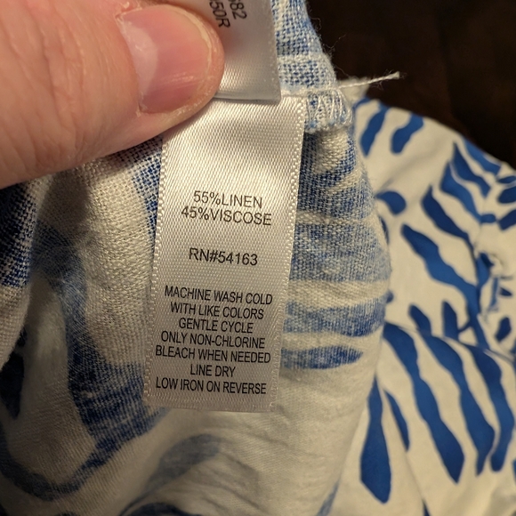 Chico's Blue Leaf Print Blouse - Picture 7 of 7